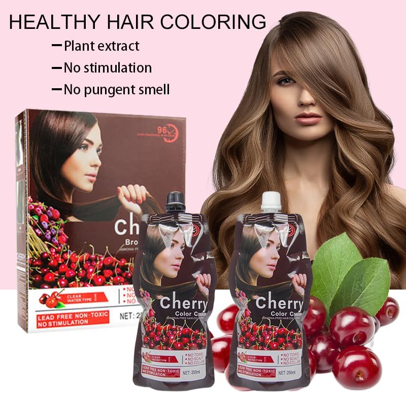 Mokeru Professional CHERRY HAIR COLOUR, AMMONIA FREE, APPLE FRAGRANCE, NATURAL Hair Color. -Original & Approved Formula. (Dark Brown (Cherry) - Image 5